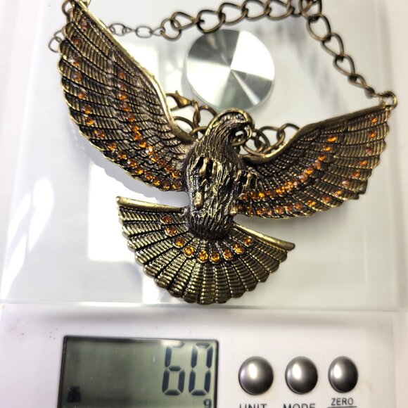 Eagle Pendant Necklace Antique Gold Eagle Statement Pendant Necklace - Picture 12 of 13